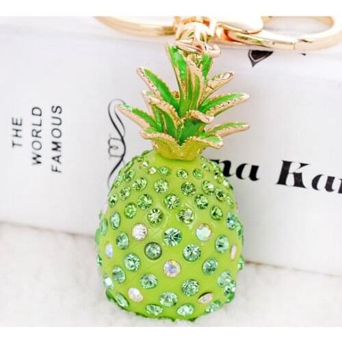 Pineapple bright color women trinkets trendy silver plated decoration trinket exquisite green crystal fruite trinket CH467