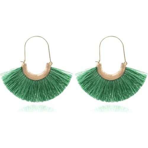 Bohemian Silk Tassel Earrings Strand Fringe Dangle Earrings Round Fan Threader Mermaid Earrings for Women Aretes De Mujer 2021