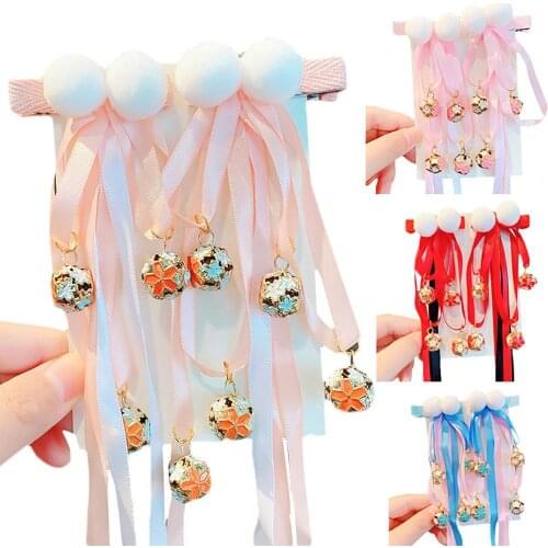 1Pair Hair Clips Chinese Style Headwear Retro Handmade Pompom Ball Hairpin Bows Hairpins Girls Tassels Hairpins for New Year