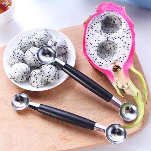 1 pc Double-End Multi Function Fruit Spoon Stainless Steel Melon Baller Carving Knife Ice Cream Scoop Spoon