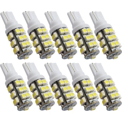 10pcs White Red Blue Interior Lights T10 W5w Car 25smd Wedge Bulbs 1210 3528 921 194 168 Turn Signal Dashboard Lights Side Lamp