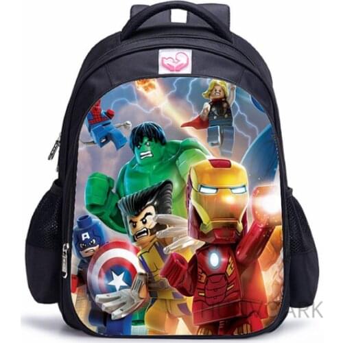 16inch Superman Hulk School Bags Captain America Boys Girls Children Kindergarten Backpack Schoolbags Kids Mochilas