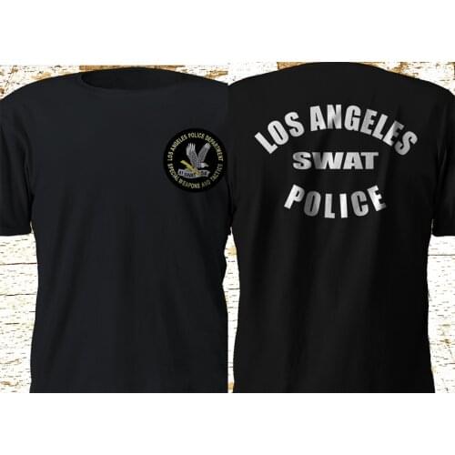 2019 Short Sleeve Cotton Man Clothing New SWAT Los Angeles Police Department Black T-Shirt Basic Models