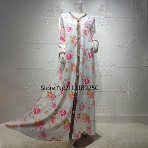 2021 Muslim Dress Women Abaya Turkey Dubai Kaftan Moroccan Long Sleeve Evening Gowns Girls Abayas Kimono European Clothing