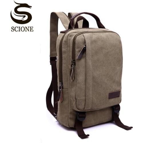 2021 Mens Square Style Double Shoulder Bag Package Fashion Waterproof Canvas Laptop Backpack Large Capacity Student Bag XA754M