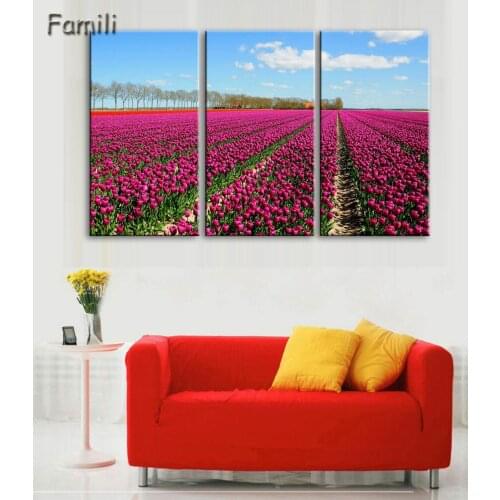 3pcs Print poster canvas Wall Art pink Flowers Decoration art oil painting Modular pictures on the wall sitting room(no frame)