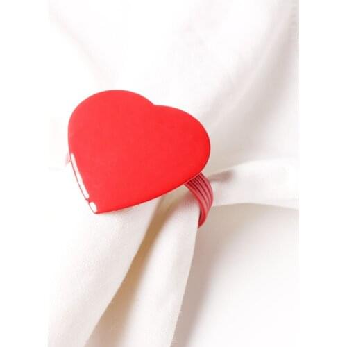 6pcs Big red heart-shaped Valentines Day napkin buckle napkin ring napkin ring mouth cloth laps