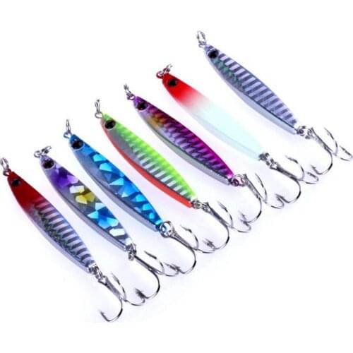 7Pcs Metal Artificial Laser Fishing Lures Sinking Bait Striped Bass Trout Tackle