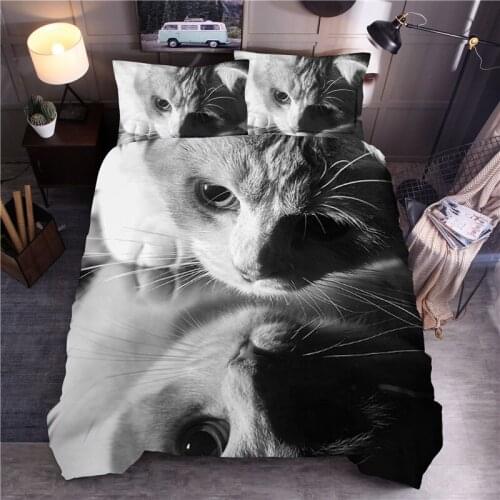 Black and White 3D Animal Europe and America 3D Cat Bedding Sets Cartoon Duvet Cover Set Comfortable Sets Bedspreads