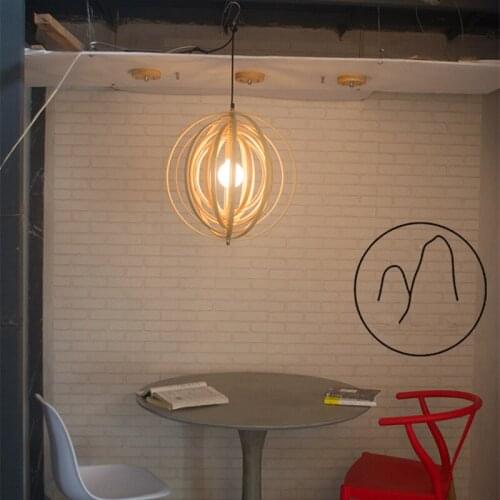 DIY Globe Wooden Dining Room Lamp Creative Individuality Solid Wood Bar LED Pendant Light Free Shipping