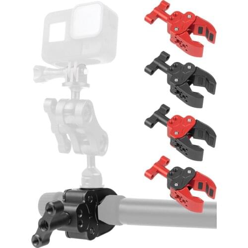 CNC Aluminum Alloy Mount Holder Clamp with1/4 3/8 Inch Screw Holes Adaptor for Gopro Hero DJI OSMO SJcam DSLR Camera Photography
