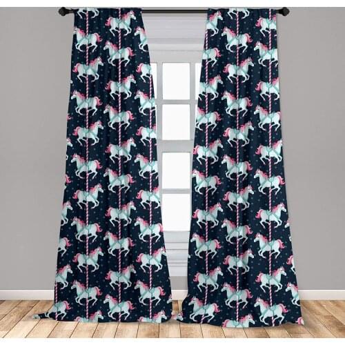 Baby Curtain Carousel Horses Playthings Merry Go Round Joyful Circus Amusement Park Window Treatment Living Room Bedroom