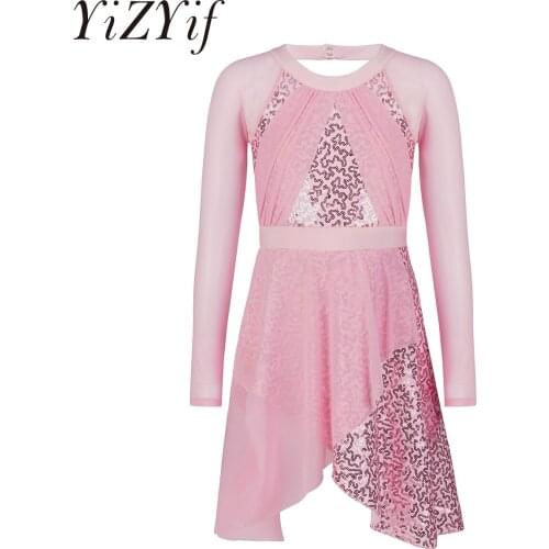 Kids Girls Children One-piece Sequins Ballet Latin Dance Gymnastics Leotard Dance Tutu Dress Jumpsuit Fairy Party Dancewear