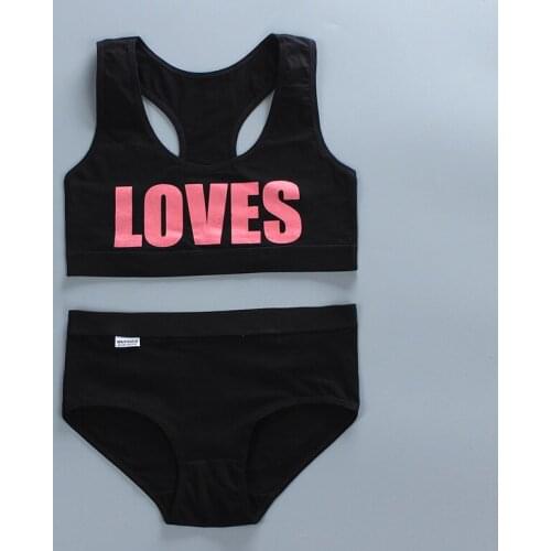 Cotton Girls Bra And Panty Sets Teenage Girls Cotton Training Bra + Panties Kids Sports Bra Panties Underwear