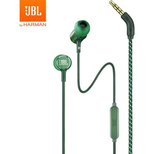 JBL LIVE100 3.5mm Wired Earphones Live 100 Stereo Sound Line Control Sports Headset Deep Bass Sound Earbuds Handsfree with Mic