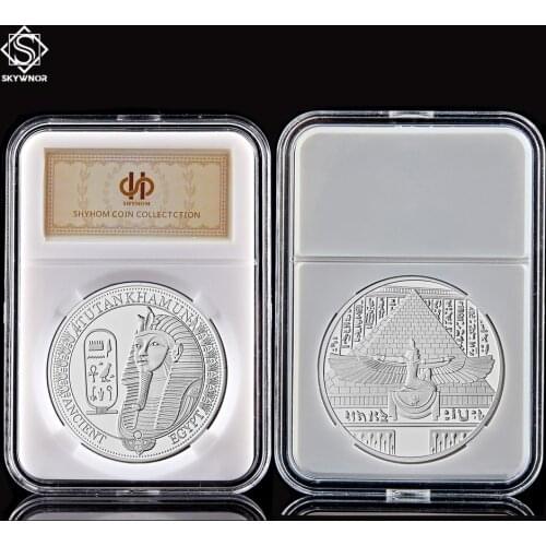 Collectible Egyptian Pyramids Sphinx Silver Ancient Plated Souvenir Challenge Art Coin