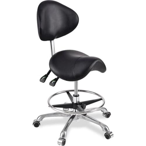 Y Modern Message Saddle Chair Adjustable Leather Chair Medical Spa Drafting Stool with Back for Home/Office
