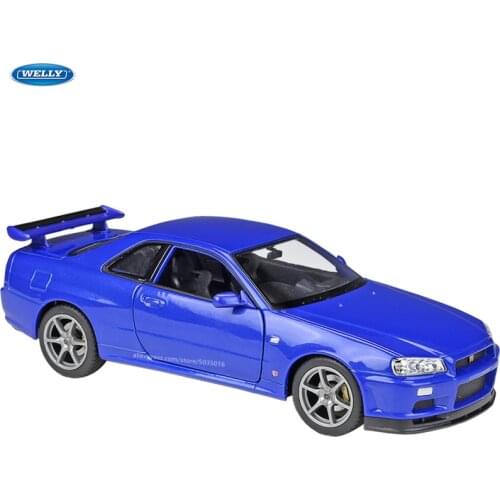 WELLY 1:24 Nissan Skyline GT-R R34 simulation alloy car model crafts decoration collection toy tools gift