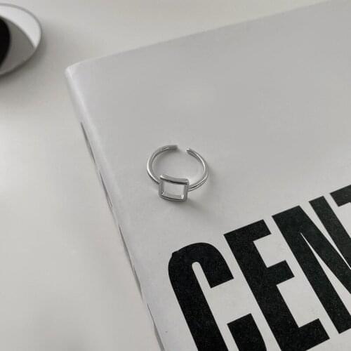 Origin Summer Fashion Geometrical Hollow Square Ring for Women Girls Unique Design Open Adjustable Index Finger Ring Jewellery