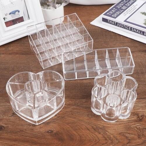 Plastic 12/24 Slots Lipstick Organizer Large Capacity Makeup Organizer Cosmetic Lipstick Holder Transparent Lip Gross Box