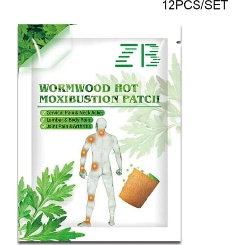 12pcs/bag Wormwood Warm Moxibustion Medical Plaster Detox Hot Patches Shoulder/neck/back/waist Pain Relieve Sticker Health Care