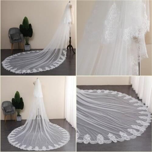 Full Lace Wedding Veil,Cathedral Wedding Veil With Blusher,2 Tier Lace Around Veil ,Wedding Veil With Comb,Long Wedding Veil