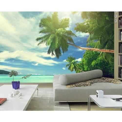 Custom photo wallpaper, palm beach landscape murals for the living room bedroom TV background waterproof wallpaper