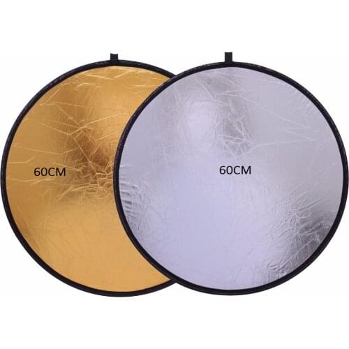 2 in 1 24"/60cm reflector photography gold and silver handheld multi collapsible portable disc light reflector for studio