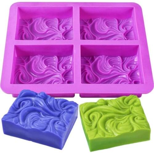 4 Cavities Silicone Soap Molds Wavy Flower Handmade Soap Mold Cake Mould DIY Aromatherapy Plaster Essential Soaps Making Molds