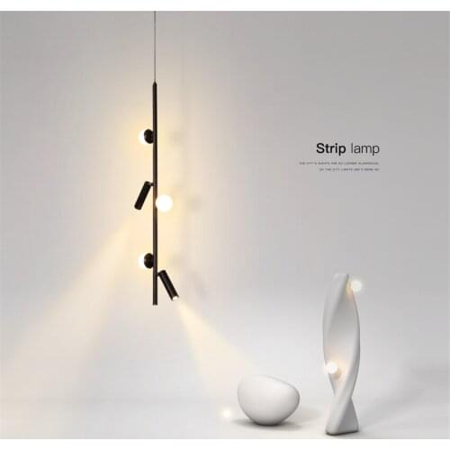 Nordic fish line strip pendant lights led restaurant Modern living room lights decor master bedroom metal hanging lamps lighting