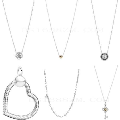 Pan home Moments of heart-shaped letters O pendant necklace rose petals golden dome heart-shaped collar bone chain link chain