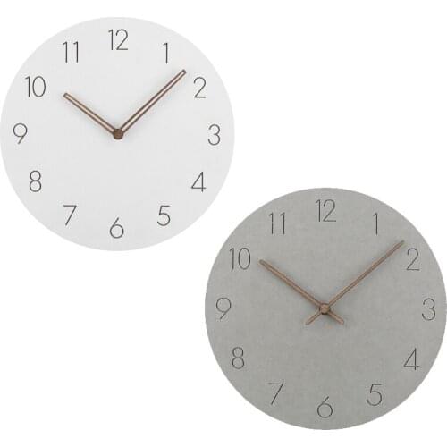 Modern Simple Round Wall Clock Classics Silent Numeral MDF Wood Clock for Bedroom Office Living Room Decor