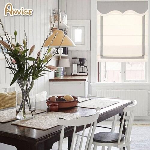 Anvige modern 60 colors roman shades with trim, made to measure roman blind,made of cotton fabric