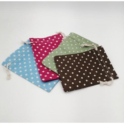 50pcs Dots Cloth Bag Cotton Drawstring Bags Jewelry Packaging Bag Sack Jute Packaging Display Bags Storage Reusable Gift Pouch