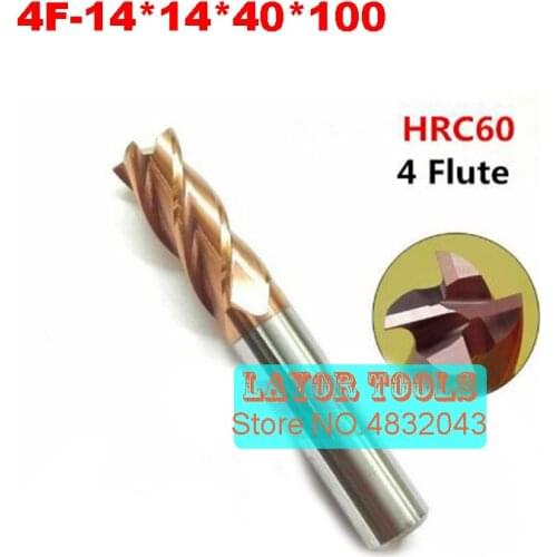4F-14*14*40*100,hrc60 Carbide End Mill Original Product Square Flatted 4 Flute Coating Factory Sale Cnc Machine Milling Cutter