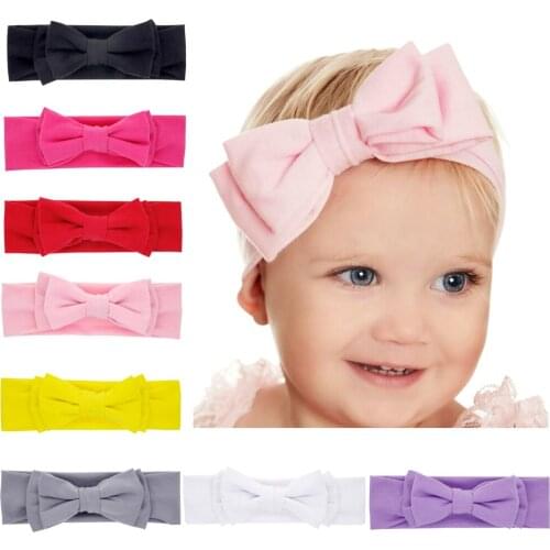 Yundfly Kawaii Baby Girls Fabric Double Bowknots Headwrap Newborn Elastic Knotted Bows Hariabdn Children Headband Gift