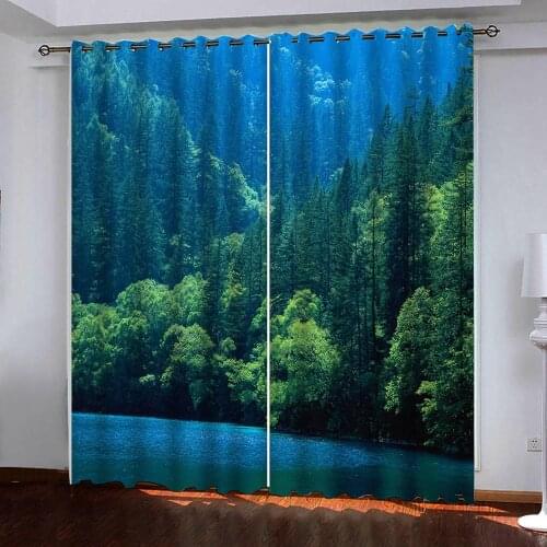 Custom blackout curtains for living room Green hills and green waters 3d curtains window curtains home goods curtain