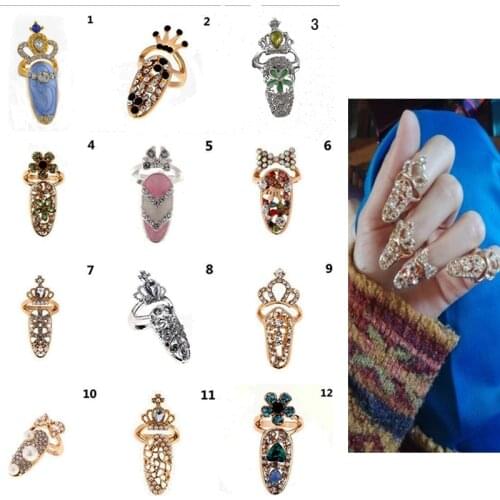 1Pcs 3D Charms -Adjustable Opening Nail Wrap Personality Nail Protection 12 Colors Diamond-Inlaid Gems Jewelry#NEW