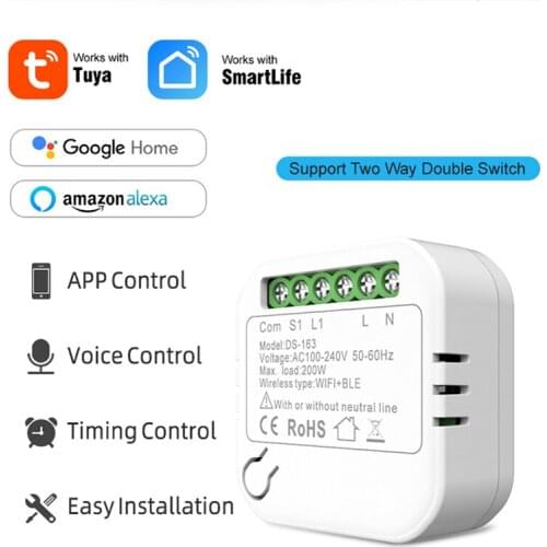 1PC MINI Wifi Bluetooth-compatible Smart Switch Module Wireless Switches Relay Compatible With Alexa Google Home DIY