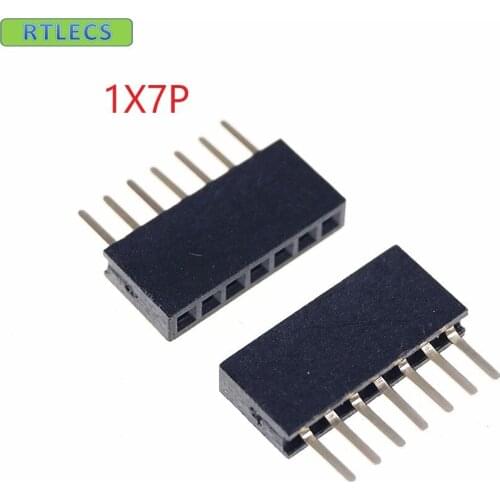 100pcs 1x7 P 7 pin 1.27mm Pitch Pin Header Female single row straight through hole DIP Rohs Lead free