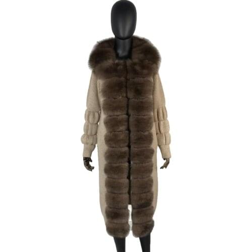 Wool Poncho Capes Cardigan 2019 new style big soft cashmere Knit sweater Autumn winter Women with real fox fur collar full slee