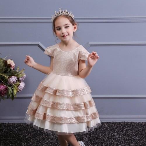 2020 Special Design Backless Baby Girl Dress Kids Dresses For Girls Children Formal Party Wedding Dress Sequins Princess Dress