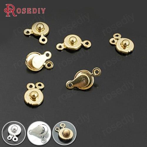 27588)50PCS 7.5MM 9MM Gold Color Iron Button Clasps Bracelets Clasps Diy Jewelry Findings Accessories Wholesale