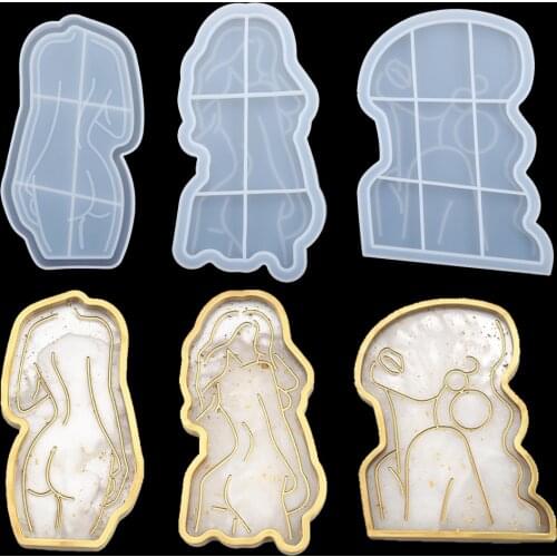 3 Style Girl Model Body Abstract Resin Silicone Mold Tray UV Epoxy Resin Molds for DIY Craft Silicone Jewelry Making Tools