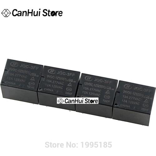 5Pcs HF JQC -3FF- 5VDC / 9VDC / 12VDC / 24VDC -1ZS(551) 5-pin 10A HongFa Relay