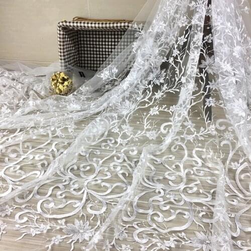 5yards White Embroidery Tulle Lace Fabric 2019 New Wedding Dress/Evening/Show Dress Lace Fabric French Lace