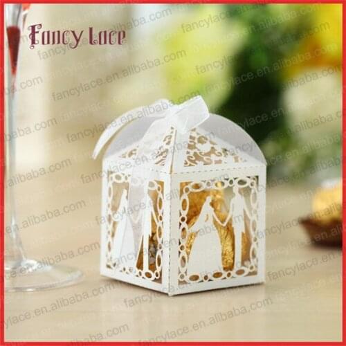 50pcs Laser Wedding Lovers Sweet Candy Box Customized For Gift Packing Bags Chocolate Boxes Wedding Party Decoration Supplies