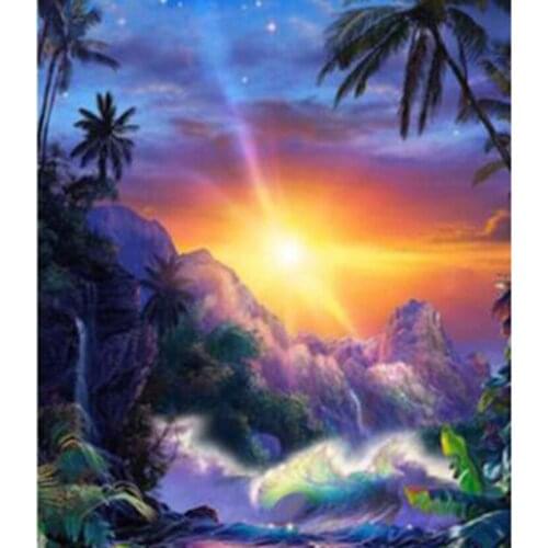 5D DIY Diamond Painting Landscape Painting Sunrise Beauty Picture Square Round Diamond Cross Stitch Home Decoration Craft WG2879