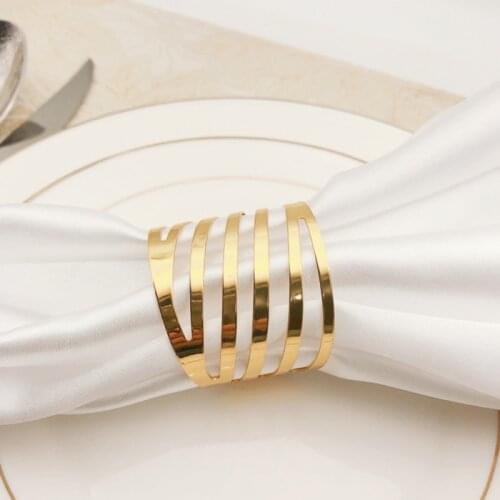 6PCS Back Pattern Wedding Napkin Rings Table Decoration Hollow Out Family Gatherings Everyday Use Napkin Buckle Holder