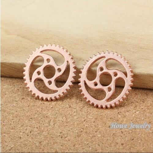 65 pcs Charms Rose Gold-color zinc alloy Steampunk Gear Pendant Fit Bracelets Necklace DIY Metal Jewelry Making 20033